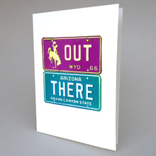 Load image into Gallery viewer, Out There: Wyoming & Colorado License Plates note card