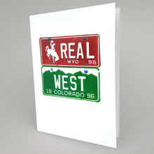 Load image into Gallery viewer, Real West: Wyoming &amp; Colorado License Plates note card
