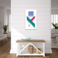 Load image into Gallery viewer, A simple constructivist design, an abstraction of elk and their environment. This is a serigraph print in four colors. Hand-made mylars were created by the artist and used to expose the screen. Edition of 66. 22&quot;x38&quot;.
